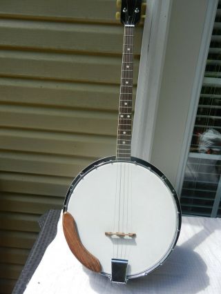 Vintage 4 String Banjo Guitar With Resonator And Closed Back No Makers Name