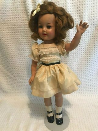 Vintage 19 Inch Ideal Shirley Temple Doll With Doll Stand