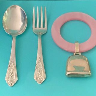 Vintage Wallingford Sterling Silver Baby Fork Spoon Plus Gift