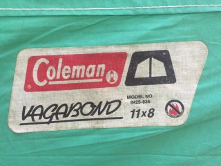 RARE Coleman 8425 - 836 Vagabond canvas cabin tent size 11x8 - Vintage - SuperNice 7