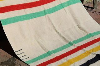 Vintage Hudson Bay 4 Point Wool Stripe Blanket 65 By 83