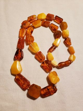 Antique Vintage Natural Baltic Amber Necklace/eggyolk Yellow & Honey