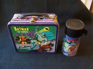 Vtg 1966 Batman Lunchbox & Thermos Nr All Box Bright Glossy