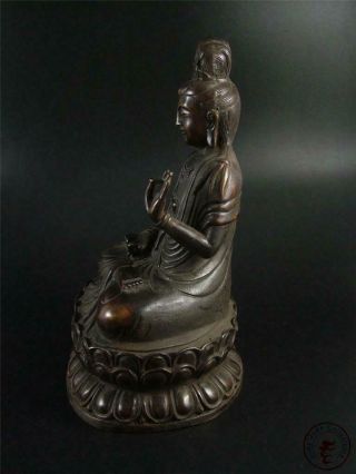 Very Large Old Chinese Tibet Bronze Made Tibetan Kwanyin Statue in Meditation 2