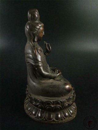 Very Large Old Chinese Tibet Bronze Made Tibetan Kwanyin Statue in Meditation 4