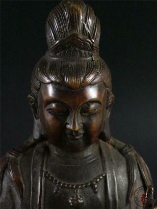 Very Large Old Chinese Tibet Bronze Made Tibetan Kwanyin Statue in Meditation 5