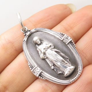 Vtg Creed 925 Silver Our Lady Of Mount Carmel St.  Mary Heavy Religious Pendant