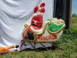 Vintage Empire Santa Sleigh and Reindeer Lighted Blow Mold Christmas Yard Decor 2