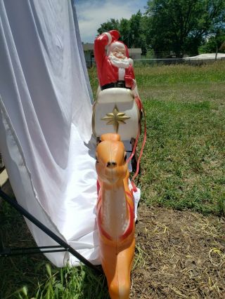 Vintage Empire Santa Sleigh and Reindeer Lighted Blow Mold Christmas Yard Decor 6