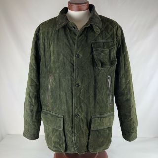 Polo Ralph Lauren Green Suede Leather Jacket Coat VTG Hunting Quilted XL $1800 8
