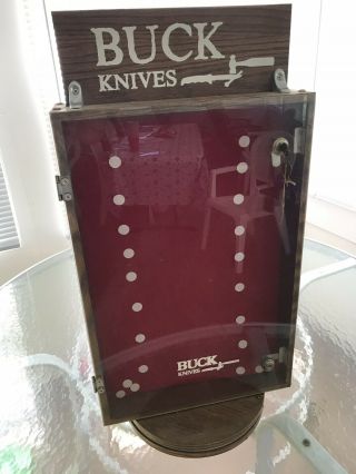 Vintage Buck Knives Locking Retail Wood Acrylic Counter Display Case With Keys