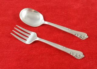 Engagement By Oneida Community Sterling Silver Baby Child Fork And Spoon Set