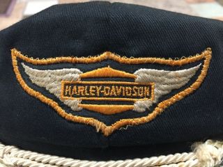 Vintage 1940’s 1950’s Harley Davidson Captains Hat 7 3/8 with strap 8