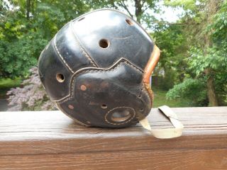 ANTIQUE LEATHER FOOTBALL HELMET FROM THE 1930 ' S 2