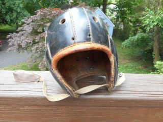 ANTIQUE LEATHER FOOTBALL HELMET FROM THE 1930 ' S 3
