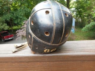 ANTIQUE LEATHER FOOTBALL HELMET FROM THE 1930 ' S 6