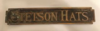 Vintage Stetson Hats Brass Sign,  Store Display