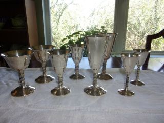 Vintage Silver Plate Goblets Set Of 8 Plator,  Valero,  Spain.  Two Of Each Type.
