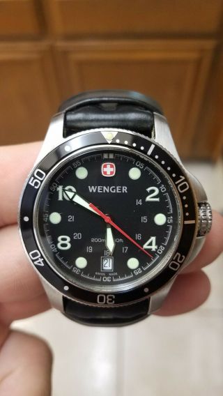Vintage Swiss Dive Watch Awesome - Wenger 7245 X/T Leather Band 5