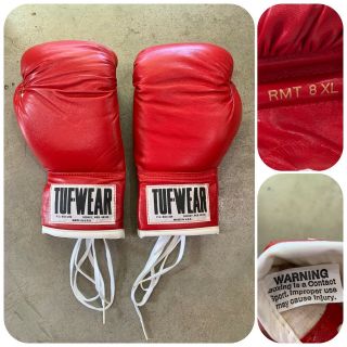 Deadstock 80s Tuf - Wear Boxing Gloves 8oz Nos Sparring Gloves Red Usa Rocky Vtg