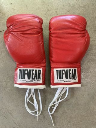 DEADSTOCK 80s TUF - WEAR Boxing Gloves 8oz NOS Sparring Gloves Red USA Rocky VTG 2