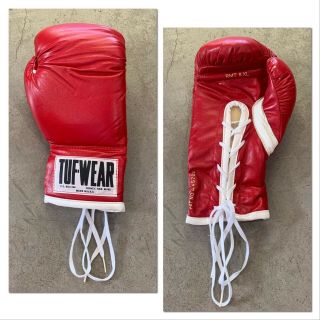 DEADSTOCK 80s TUF - WEAR Boxing Gloves 8oz NOS Sparring Gloves Red USA Rocky VTG 8