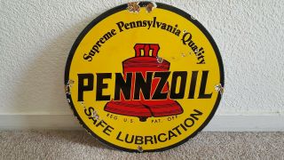 Vintage Pennzoil Oil Company.  Porcelain,  Oil Gas Pump,  Rack,  Plate,  Lubester