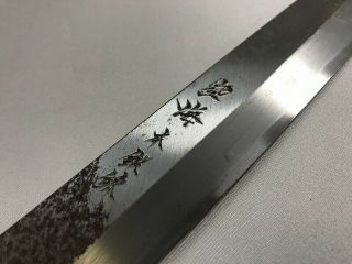 Kitchen Knife Yanagiba Signed Steel Blade Wood Handle Sashimi Japanese Vtg x31 7