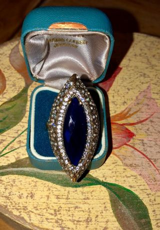 HUGE MASSIVE SILVER 925 DECO S.  NATURAL SAPPHIRE & TOPAZ RING size S/T 22 grams 4