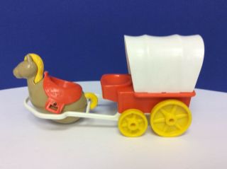 Weebles Western Ranch Covered Wagon And Horse Playset By Hasbro