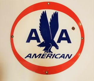 Vintage Porcelain Sign American Airlines 18 Inches - Guaranteed Old