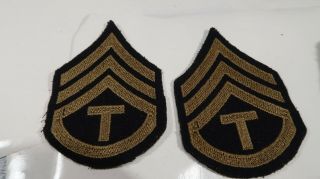 Wwii Us Army Staff Sergeant Technical Stripes On Matching On Felt