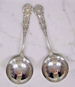 Antique Marcus & Co Ny Sterling Silver Set Of 2 Soup Spoons Monogrammed