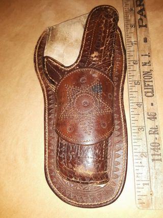 Rare Vintage W.  H.  Clay Maker Leather Western Texas Cowboy Gun Holster