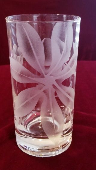 VTG Frank Oda HAWAIIAN Floral Etched Glassware 5pc Collectable 3