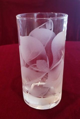 VTG Frank Oda HAWAIIAN Floral Etched Glassware 5pc Collectable 4