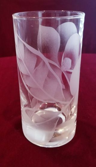 VTG Frank Oda HAWAIIAN Floral Etched Glassware 5pc Collectable 5