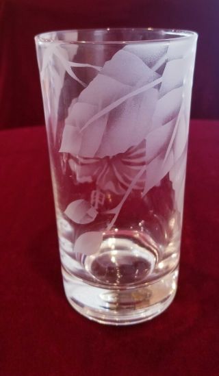 VTG Frank Oda HAWAIIAN Floral Etched Glassware 5pc Collectable 7