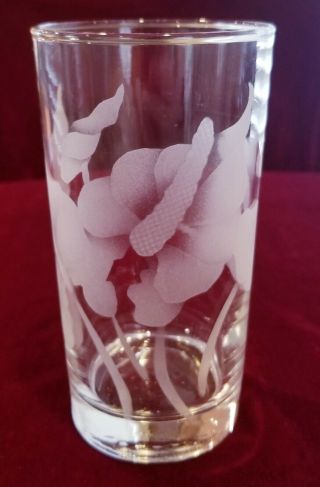 VTG Frank Oda HAWAIIAN Floral Etched Glassware 5pc Collectable 8