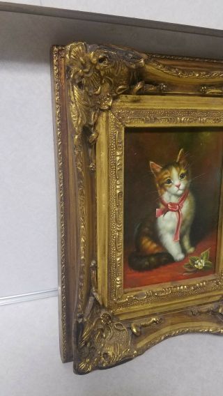 Antique Cat Oil On Board.  George Rowney & Co. 3