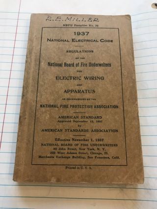 Vintage 1937 National Electrical Code Regulations Book Ibew Wireman