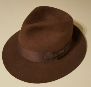 Vtg Authentic 1984 Lucas Films Indiana Jones Stetson Fedora Hat L Large Brown