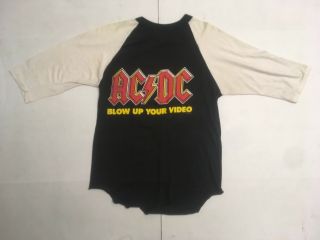 Vintage 1988 AC/DC Blow Up Your Video Tour Shirt Raglan Baseball Sleeve USA L 2