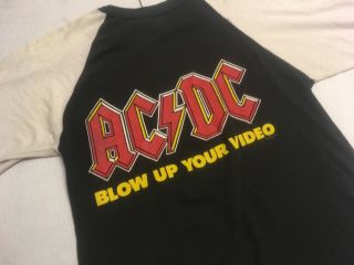 Vintage 1988 AC/DC Blow Up Your Video Tour Shirt Raglan Baseball Sleeve USA L 3