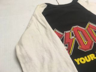Vintage 1988 AC/DC Blow Up Your Video Tour Shirt Raglan Baseball Sleeve USA L 6