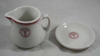 Vintage Wwii Us Army Creamer Pitcher & Butter Pat Dish United States