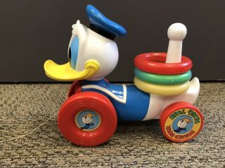 Vintage Walt Disney Donald Duck Ring Toss Pull Toy,  Illco,  Pre - School Toy 4