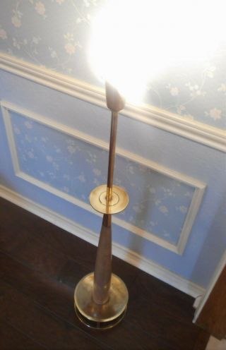 Vintage STIFFEL Table Floor Lamp Brass Wood Glass Shade 47 