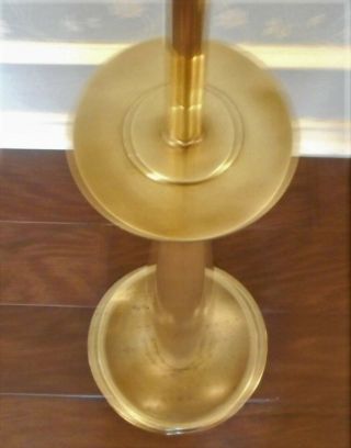 Vintage STIFFEL Table Floor Lamp Brass Wood Glass Shade 47 