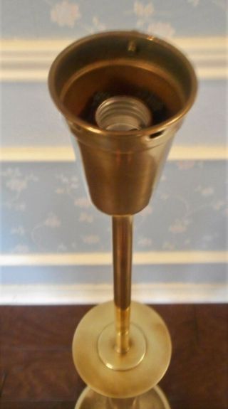 Vintage STIFFEL Table Floor Lamp Brass Wood Glass Shade 47 